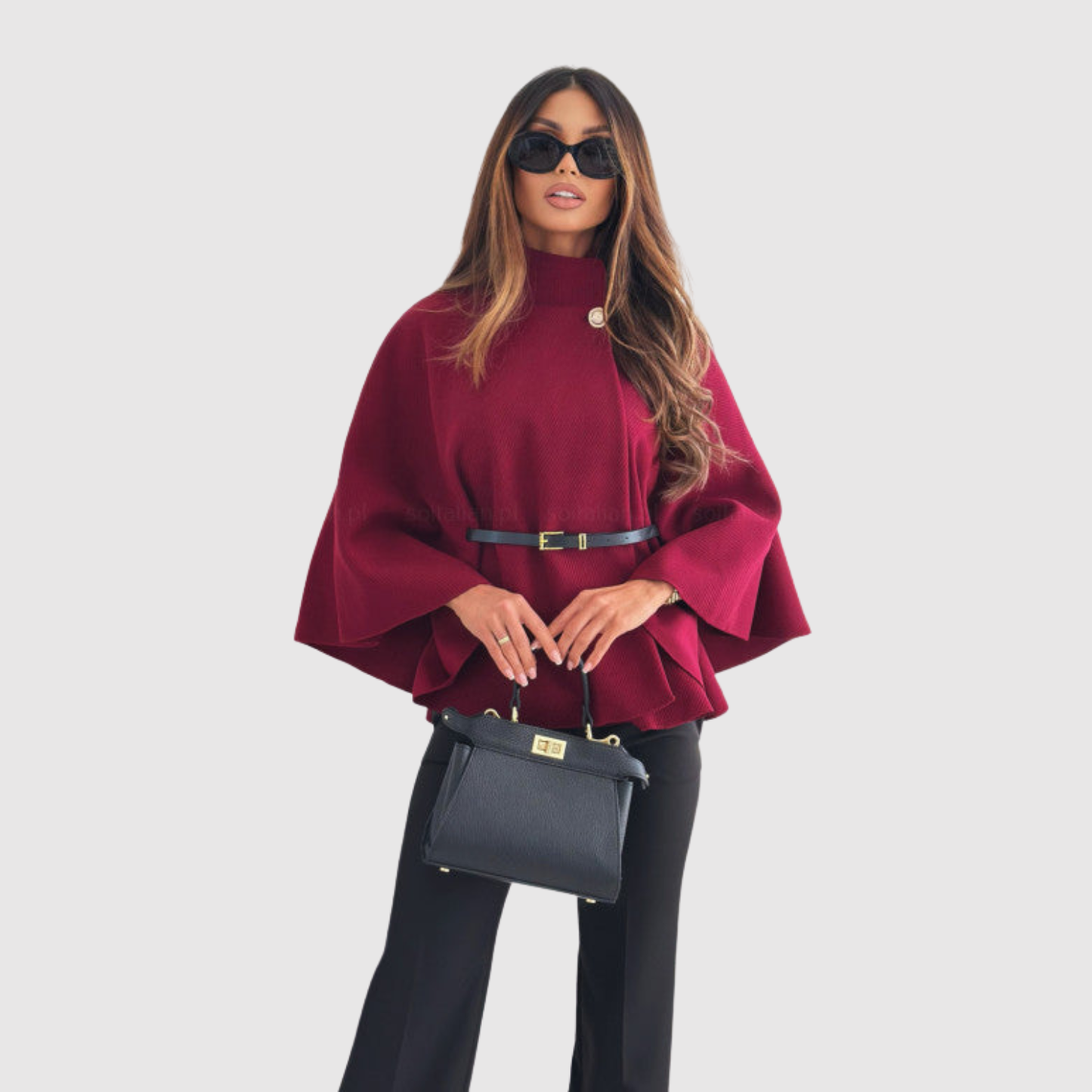 Ingrid - Elegant lady poncho with belt