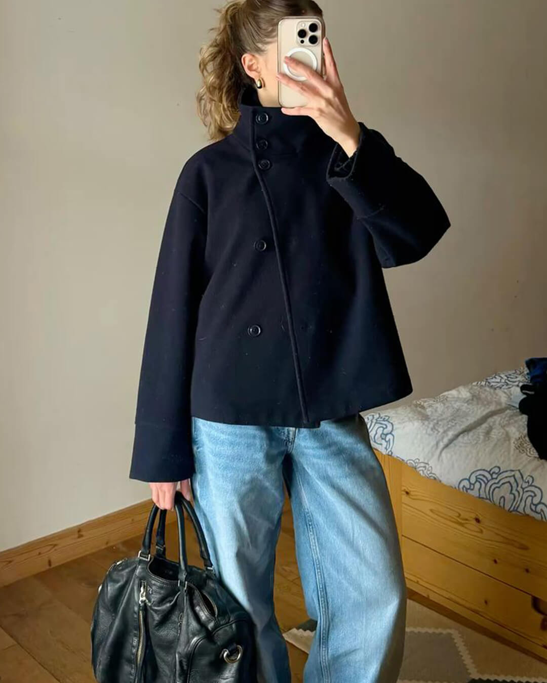 Rosalia Elegant Coat with Stand-Up Collar