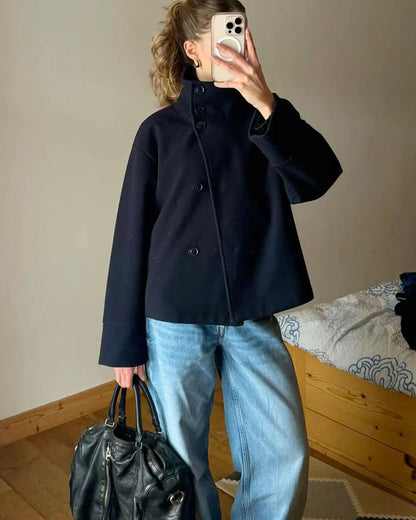 Rosalia Elegant Coat with Stand-Up Collar