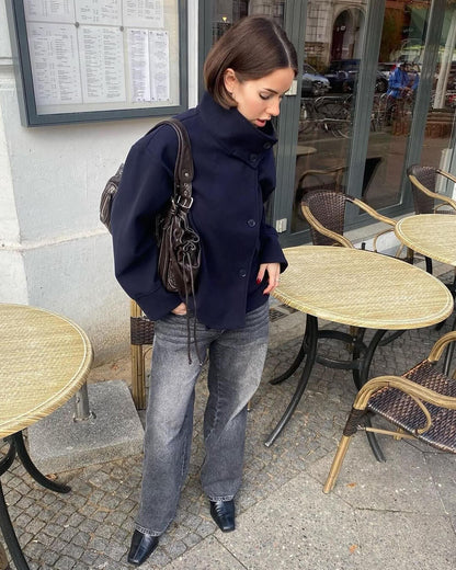 Rosalia Elegant Coat with Stand-Up Collar