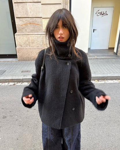 Rosalia Elegant Coat with Stand-Up Collar