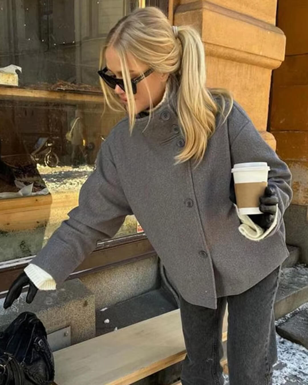 Rosalia Elegant Coat with Stand-Up Collar