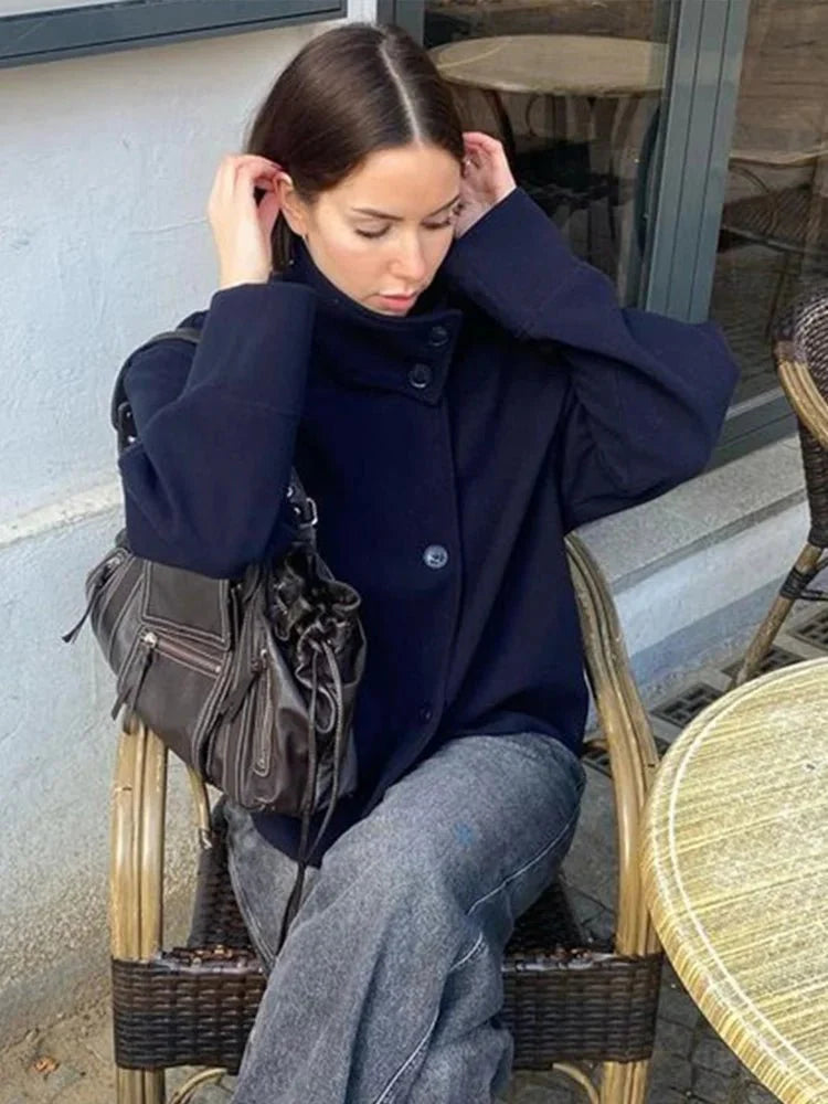 Rosalia Elegant Coat with Stand-Up Collar