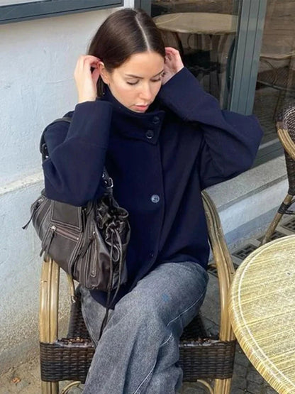 Rosalia Elegant Coat with Stand-Up Collar