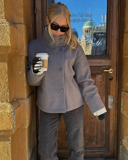 Rosalia Elegant Coat with Stand-Up Collar