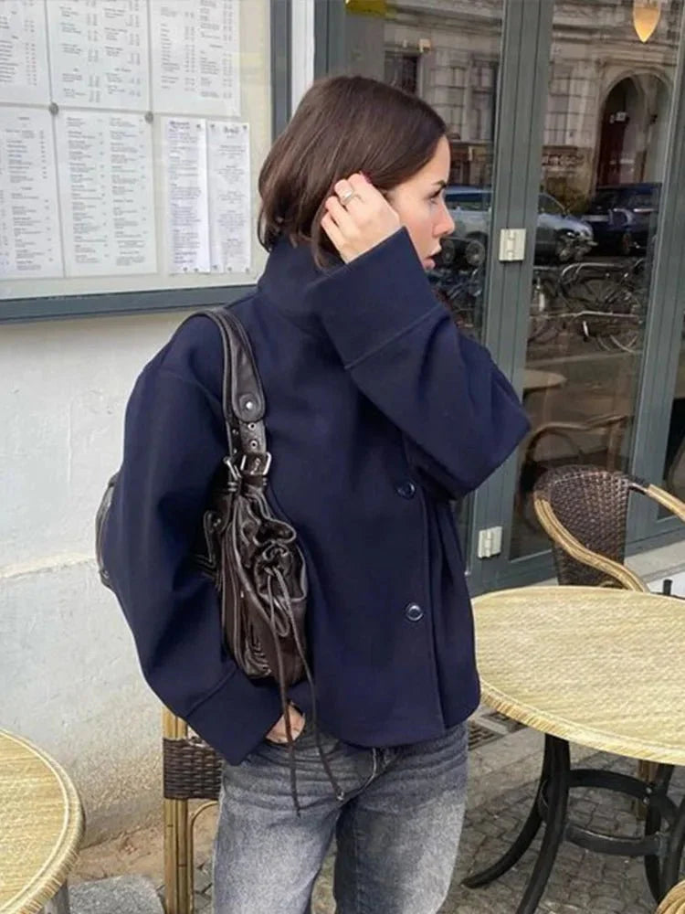 Rosalia Elegant Coat with Stand-Up Collar