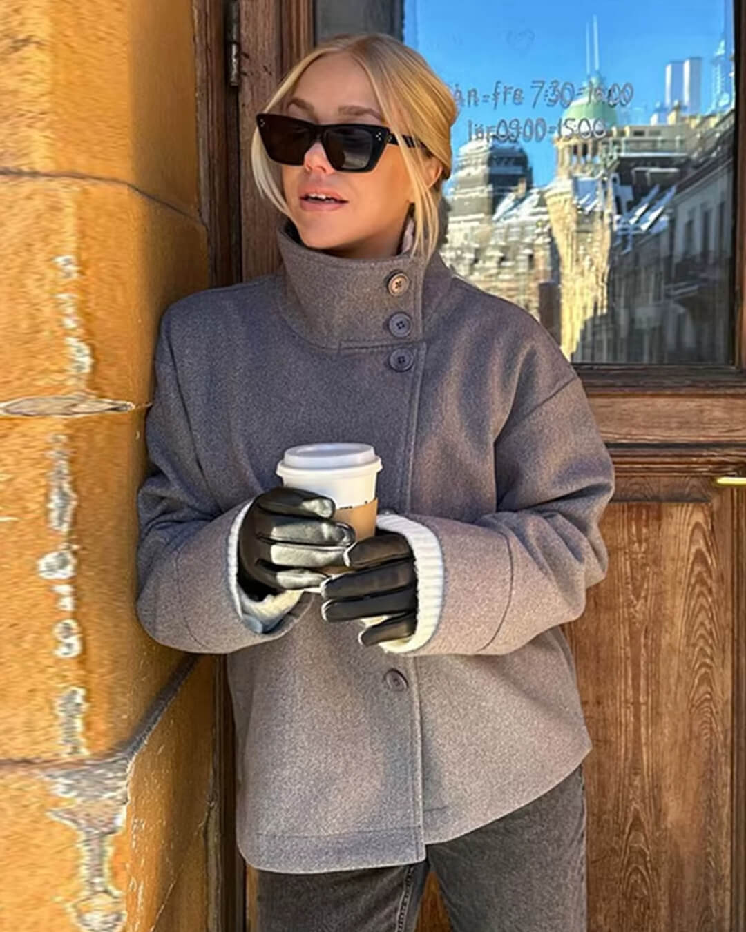 Rosalia Elegant Coat with Stand-Up Collar