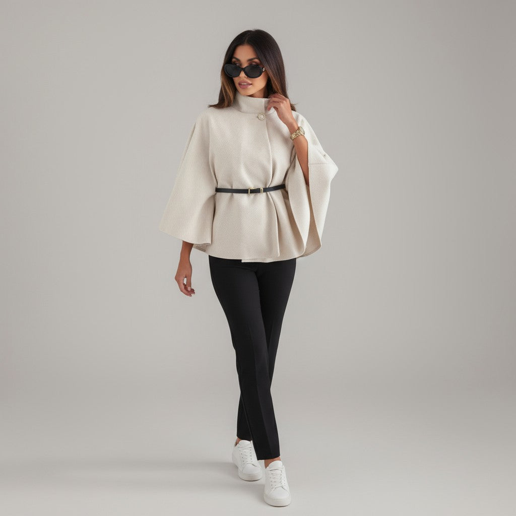 Ingrid - Elegant lady poncho with belt