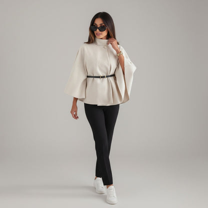 Ingrid - Elegant lady poncho with belt